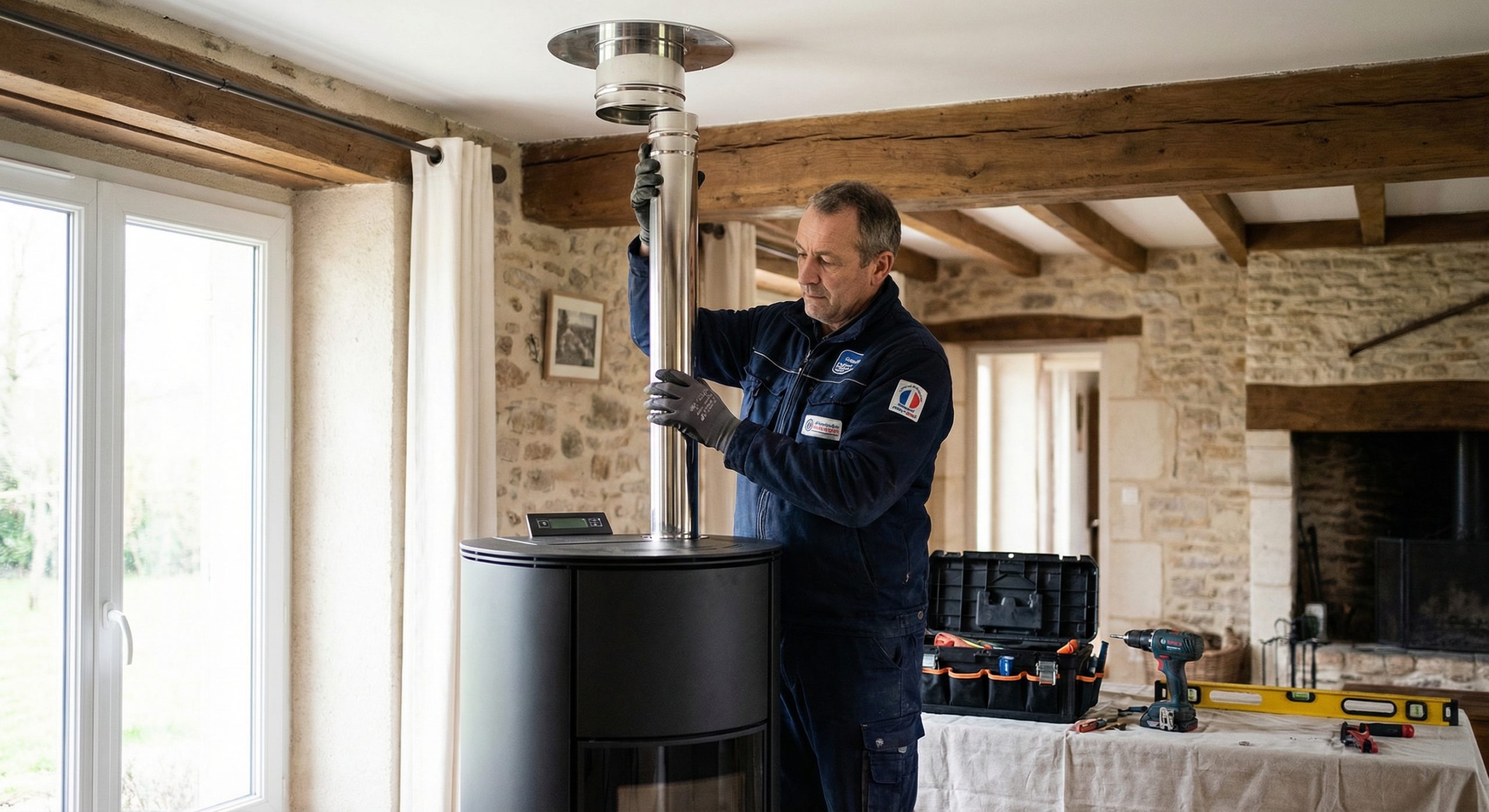 installation poele granules technicien pose